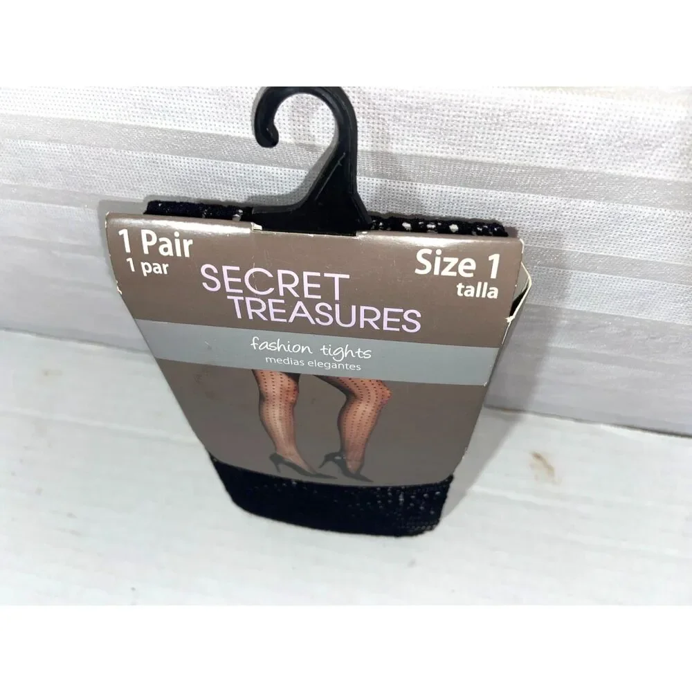 Secret Treasures 1 pair size 1 Fashion Tights Geometric Black Brand New!